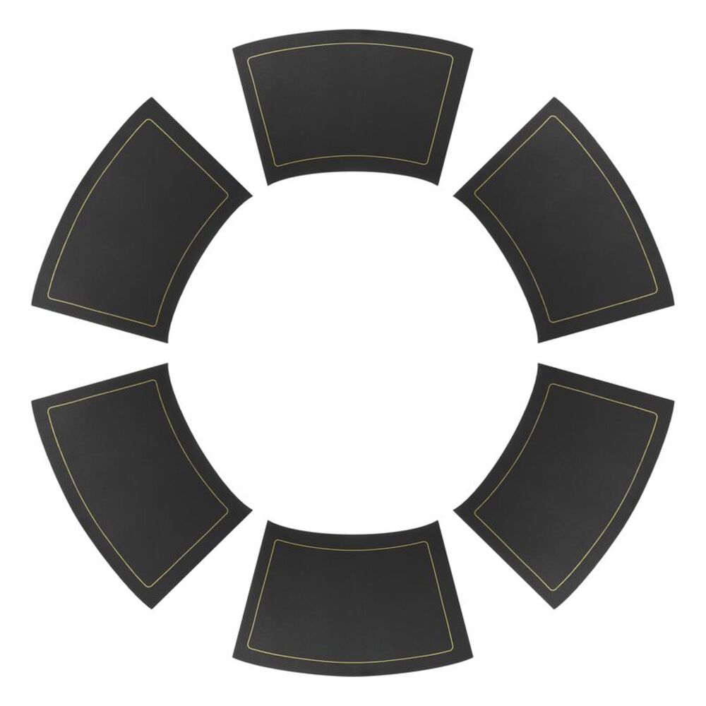 6 Set Wedge Faux Leather Heat Resistant Round Table Mats 20x12 inch Black